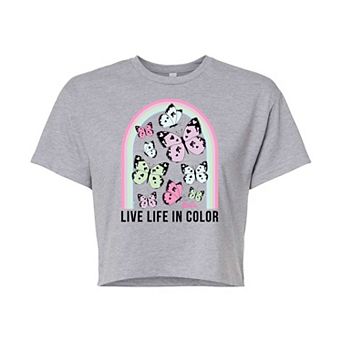 Juniors' Barbie Live Life Cropped Tee