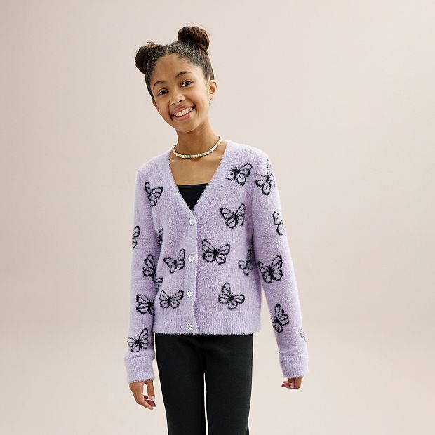 Girls 6 20 Plus Size SO Cozy Eyelash Cardigan Sweater