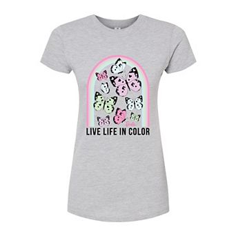 Juniors' Barbie Butterflies Live Life Fitted Tee