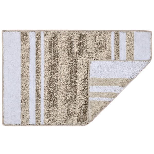 Sonoma Goods For Life&reg; Cotton Reversible Striped Bathroom Rug - Tan Stripe (20X32)