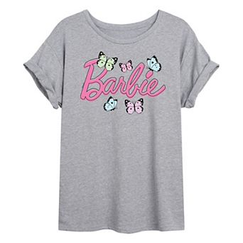Juniors' Barbie Logo Oversized Tee