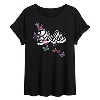 Juniors' Barbie Logo Oversized Tee