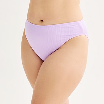 Juniors' Plus Size Ninety-Nine Degrees High Leg V Waist Cheeky Bikini Bottoms
