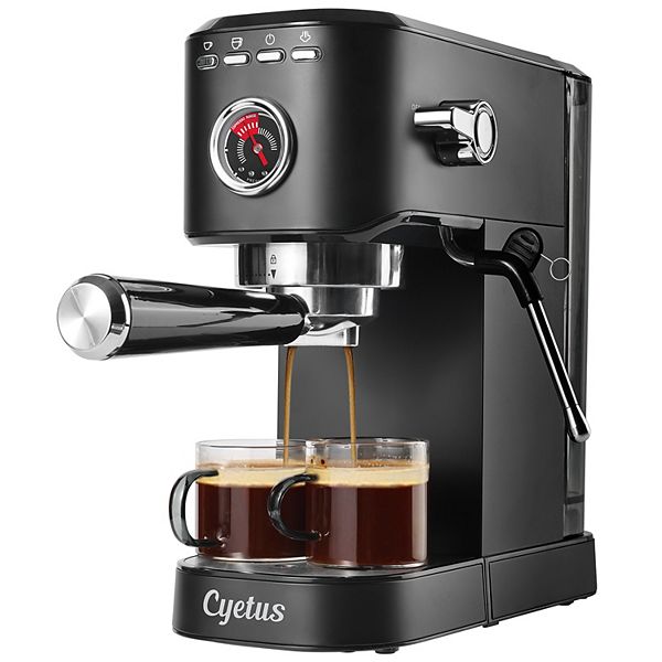 Cyetus Barista Black Espresso Machine for At Home Use with Milk Steam