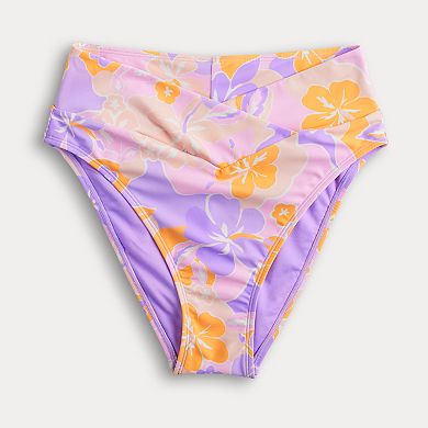 Juniors' Ninety-Nine° Crossover High-Waisted Swim Bottoms
