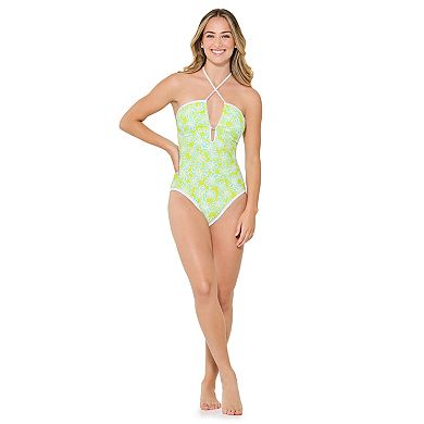 Juniors' Ninety-Nine° Cut-Out Halter One-Piece Swimsuit