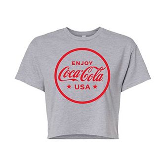 Juniors' Coca-Cola USA Cropped Graphic Tee