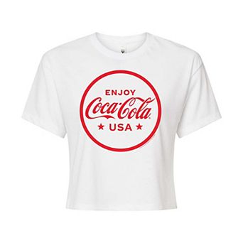 Juniors' Coca-Cola USA Cropped Graphic Tee