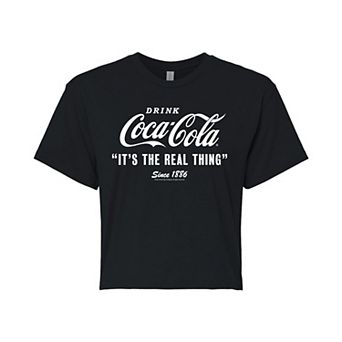 Juniors' Coca-Cola Real Thing Cropped Graphic Tee