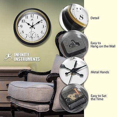 Infinity Instruments 12-in. Round Wall Clock with Built-In Thermometer