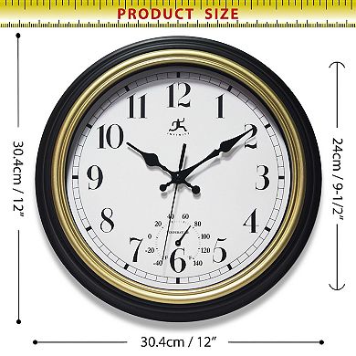 Infinity Instruments 12-in. Round Wall Clock with Built-In Thermometer