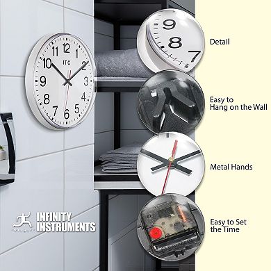 Infinity Instruments 12-in. Round Wall Clock with Silent Movement