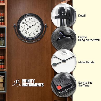 Infinity Instruments 15.75-in. Round Wall Clock with Metal Detail