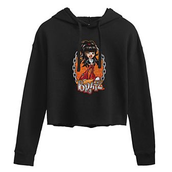 Juniors' Bratz Chains Flames Jade Cropped Hoodie
