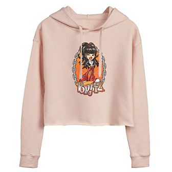 Juniors' Bratz Chains Flames Jade Cropped Hoodie