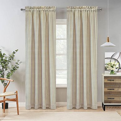 Myne Decor Checkmate Pole Top Curtain Pair each Panel 40 x 84 in Grey