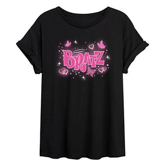 Juniors' Bratz Y2K Butterfly Logo Oversized Tee