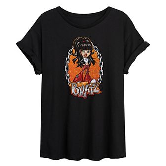 Juniors' Bratz Chains Flames Jade Oversized Tee