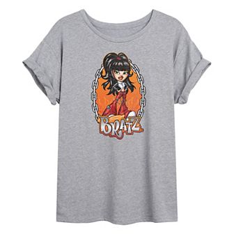 Juniors' Bratz Chains Flames Jade Oversized Tee