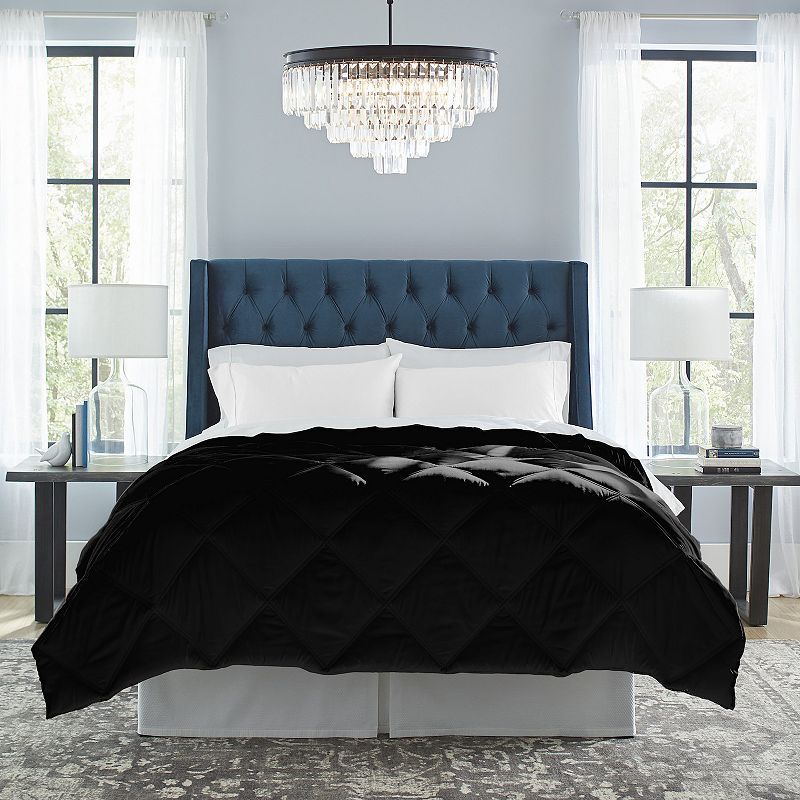 Pointehaven Down-Alternative Quilted Oversized Comforter, Black, Twin