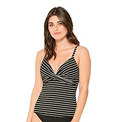 Lands End Tankini Top Molded Cups Tummy Control Ruched Draped