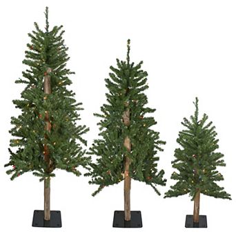 Northlight Seasonal 3-ft, 4-ft. & 5-ft. Pre-Lit Multicolor Slim Alpine Artificial Christmas Tree Set