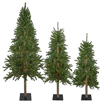 Northlight Pre-Lit Slim Alpine Artificial Christmas Tree 3 pc Set