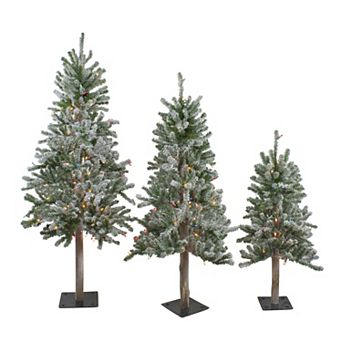 Northlight 3 pc Flocked Alpine Artificial Christmas Trees - Unlit