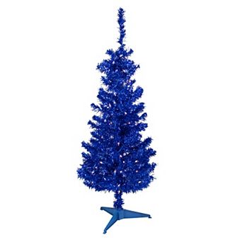 Northlight 4' Pre-Lit Blue Artificial Tinsel Christmas Tree Clear Lights