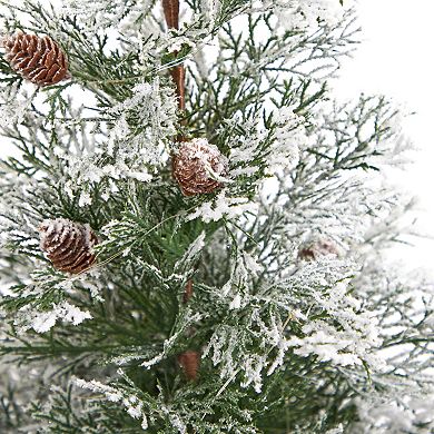 nearly natural 2-ft. Frosted Pre-Lit Artificial Christmas Tree with Pinecones