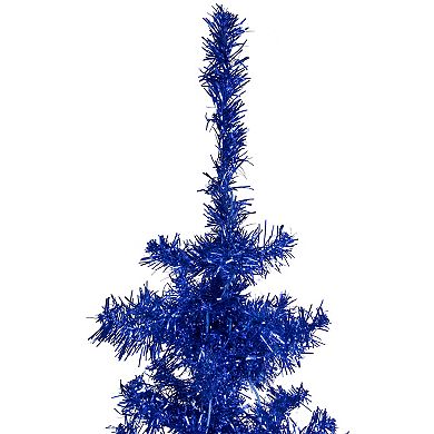 Northlight 4' Blue Artificial Tinsel Christmas Tree Unlit