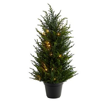 nearly natural 18 in LED Cedar Artificial Tree