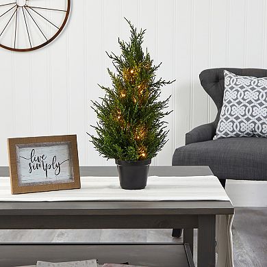 nearly natural 18-in. LED Cedar Artificial Tree