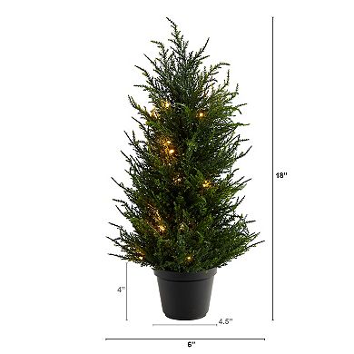 nearly natural 18-in. LED Cedar Artificial Tree