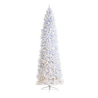 nearly natural 10-ft. LED Slim White Artificial Christmas Tree