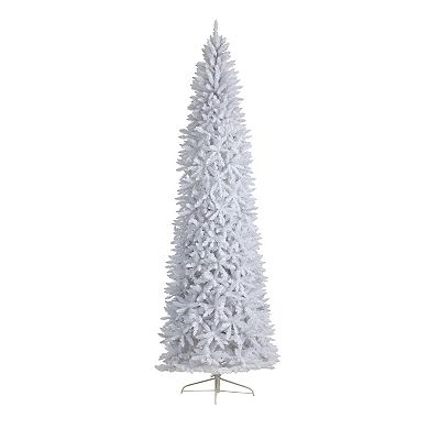 nearly natural 10-ft. LED Slim White Artificial Christmas Tree