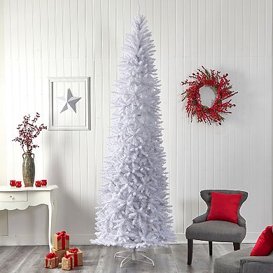 nearly natural 10-ft. LED Slim White Artificial Christmas Tree