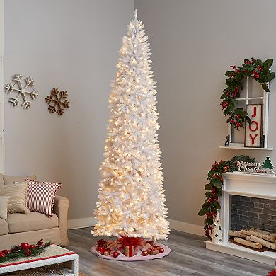nearly natural 10-ft. LED Slim White Artificial Christmas Tree