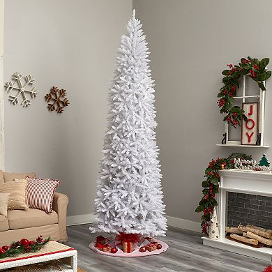 nearly natural 10-ft. LED Slim White Artificial Christmas Tree