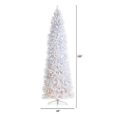 nearly natural 10-ft. LED Slim White Artificial Christmas Tree