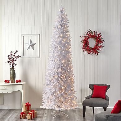 nearly natural 10-ft. LED Slim White Artificial Christmas Tree