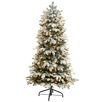 nearly natural 5-ft. Pre-Lit Flocked North Carolina Fir Artificial Christmas Tree