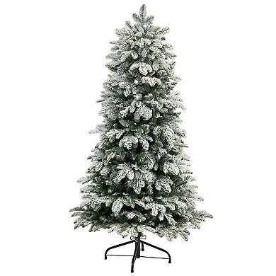 nearly natural 5-ft. Pre-Lit Flocked North Carolina Fir Artificial Christmas Tree