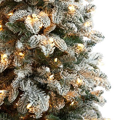 nearly natural 5-ft. Pre-Lit Flocked North Carolina Fir Artificial Christmas Tree