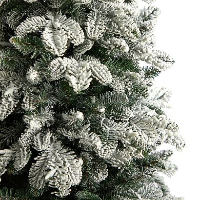 nearly natural 5-ft. Pre-Lit Flocked North Carolina Fir Artificial Christmas Tree