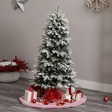 nearly natural 5-ft. Pre-Lit Flocked North Carolina Fir Artificial Christmas Tree