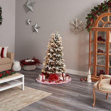 nearly natural 5-ft. Pre-Lit Flocked North Carolina Fir Artificial Christmas Tree