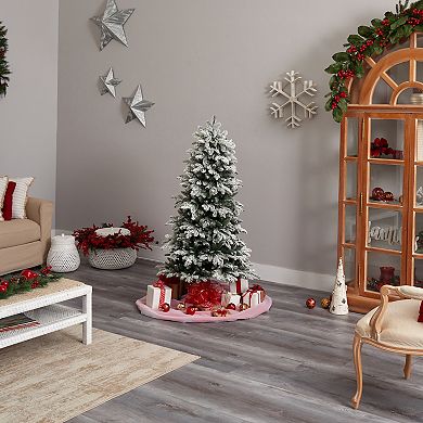 nearly natural 5-ft. Pre-Lit Flocked North Carolina Fir Artificial Christmas Tree