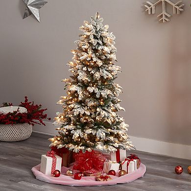 nearly natural 5-ft. Pre-Lit Flocked North Carolina Fir Artificial Christmas Tree