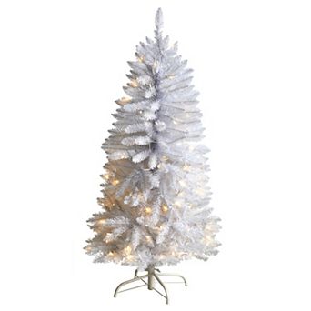nearly natural 4-ft. Pre-Lit Slim White Artificial Christmas Tree